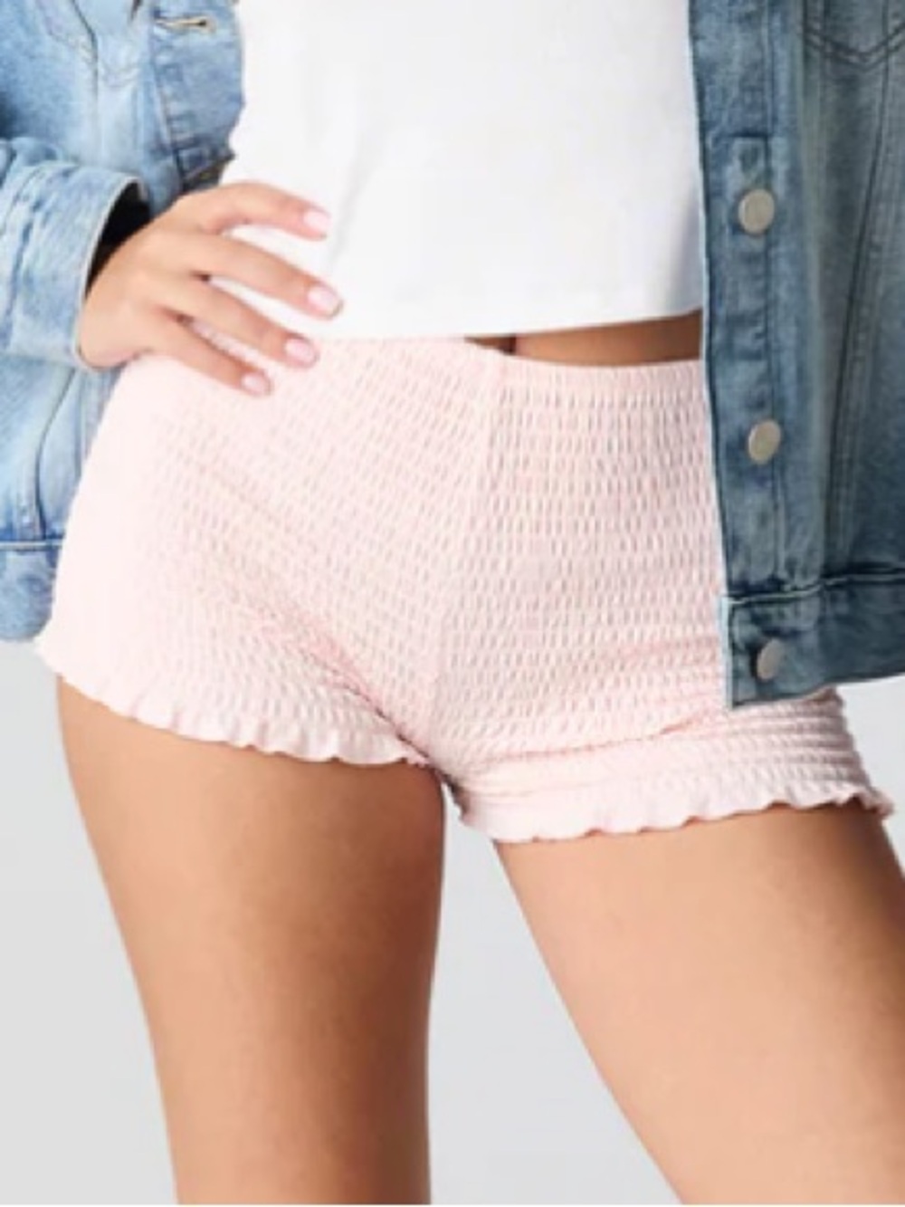 Light Pink Women's Smocked Micro Lounge Shorts